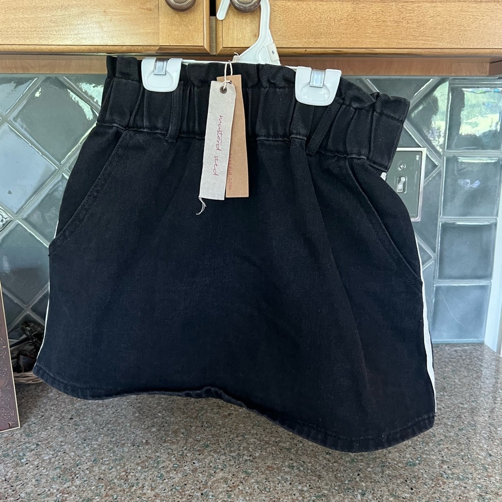Mustard seed denim mini skirt
